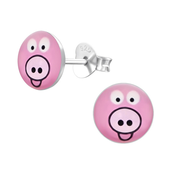 Auf dem Bild zu sehen sind Kinder Ohrringe Schwein Ohrstecker aus 925 Sterling Silver echt Silber