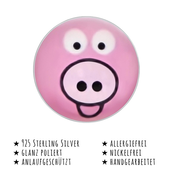 Das Bild mit Beschreibung zeigt Kinder Ohrringe Schwein Ohrstecker aus 925 Sterling Silver echt Silber