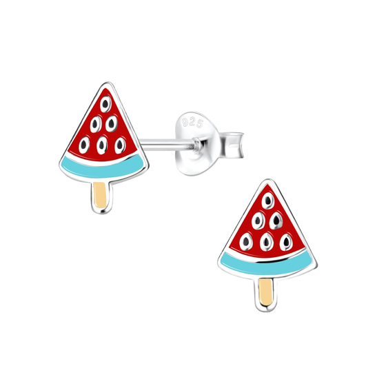 Wassermelonen Kinderohrringe 925 Silber