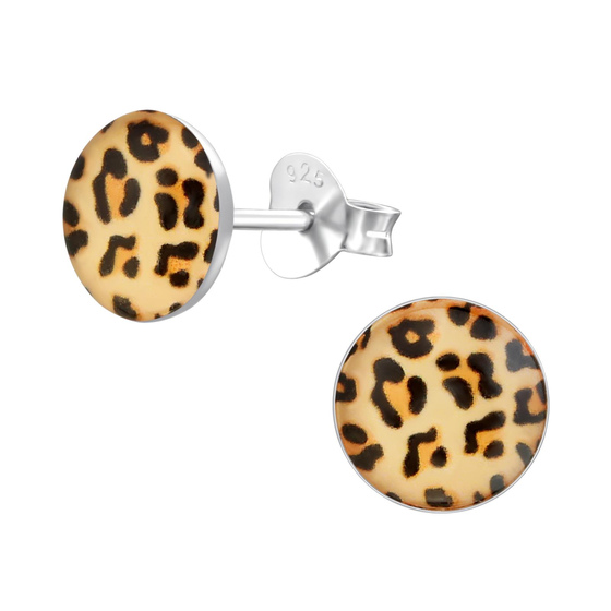 Auf dem Bild zu sehen sind Kinder Ohrringe Leopard Muster Ohrstecker aus 925 Sterling Silver echt Silber