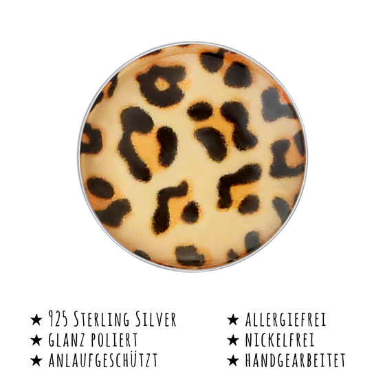 Das Bild mit Beschreibung zeigt Kinder Ohrringe Leopard Muster Ohrstecker aus 925 Sterling Silver echt Silber