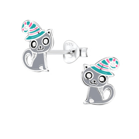 Katzen Kinderohrringe 925 Silber