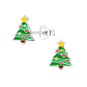 Weihnachtsbaum Kinderohrringe 925 Silber