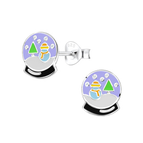 Schneeball Kinderohrringe 925 Silber
