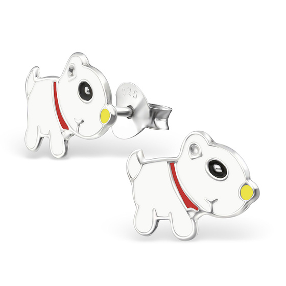 Auf dem Bild zu sehen sind Kinder Ohrringe Bulldogge Hund Ohrstecker aus 925 Sterling Silver echt Silber