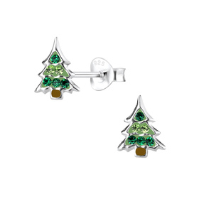 Weihnachtsbaum Kinderohrringe 925 Silber