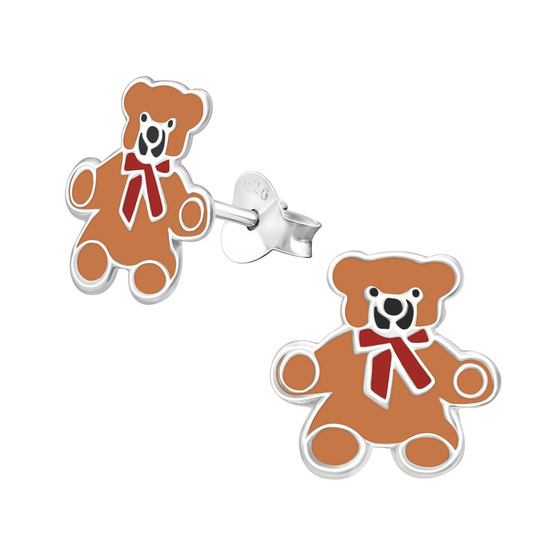 Auf dem Bild zu sehen sind Kinder Ohrringe Teddybr Ohrstecker aus 925 Sterling Silver echt Silber