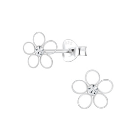 Blumen Kristall Kinderohrringe 925 Silber