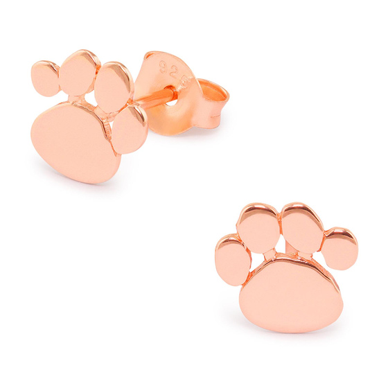Auf dem Bild zu sehen sind Kinder Ohrringe Pfoten Ohrstecker aus 925 Sterling Silver echt Silber rose Gold plattiert