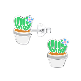 Kaktus Kinderohrringe 925 Silber