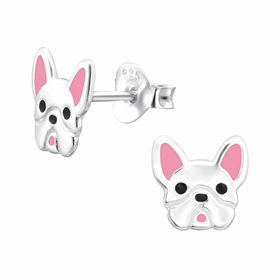 Französische Bulldoggen Ohrstecker aus 925 Silber