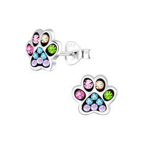 Pfotenabdruck Kinder Ohrringe 925 Silber