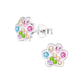 Pfotenabdruck Kinder Ohrringe 925 Silber