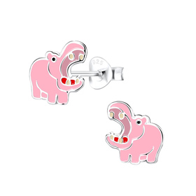 Nilpferd Kinder Ohrringe 925 Silber