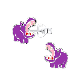 Nilpferd Kinder Ohrringe 925 Silber