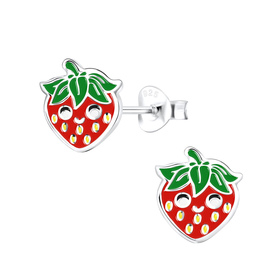 Erdbeeren Kinder Ohrringe 925 Silber