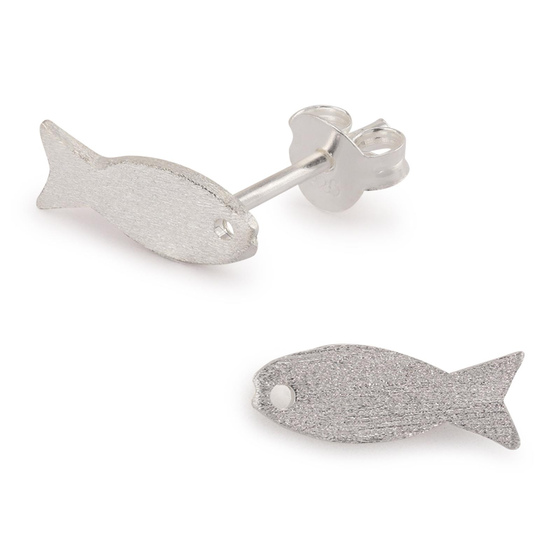 Auf dem Bild zu sehen sind Kinder Ohrringe Fisch Ohrstecker aus 925 Sterling Silver echt Silber mit Gebrsteter Oberflche