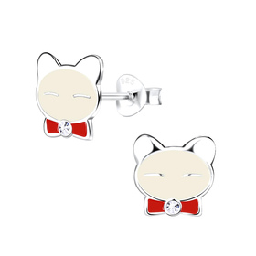 Katzen Kinder Ohrringe 925 Silber