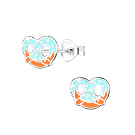 Brezel Kinder Ohrringe 925 Silber