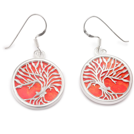 Das Bild mit Beschreibung zeigt Damen Ohrringe Lebensbaum Ohrhnger aus 925 Sterling Silver echt Silber