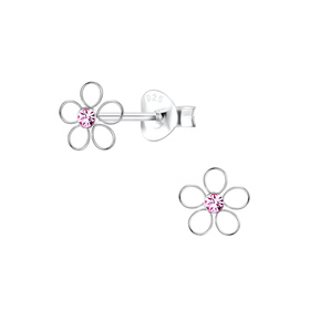 Blumen Kristall Kinder Ohrringe 925 Silber