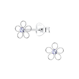 Blumen Kristall Kinder Ohrringe 925 Silber