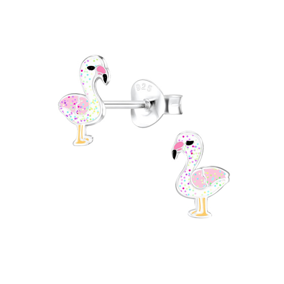 Flamingo Kinder Ohrringe 925 Silber