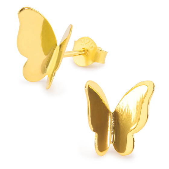 Auf dem Bild zu sehen sind Damen Ohrringe Schmetterling Ohrstecker aus 925 Sterling Silver echt Silber mit 3D 18K Gold plattiert