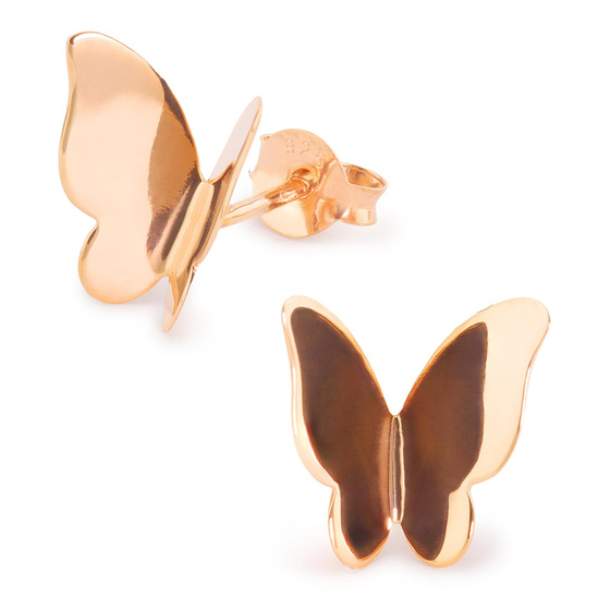 Auf dem Bild zu sehen sind Damen Ohrringe Schmetterling Ohrstecker aus 925 Sterling Silver echt Silber mit 3D 18K rose Gold plattiert