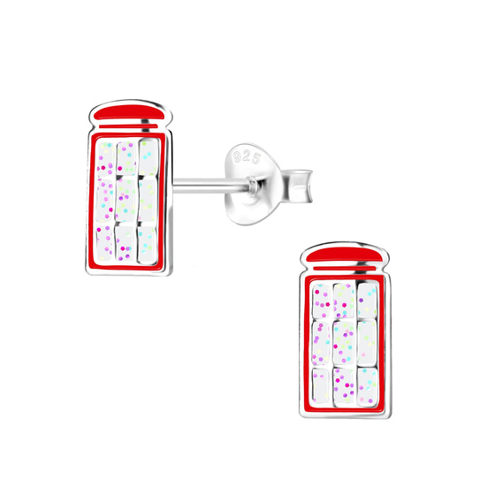 Telephone Box Kinder Ohrringe 925 Silber