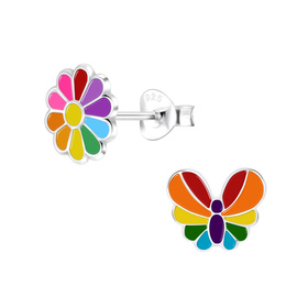 Regenbogen Kinder Ohrringe 925 Silber