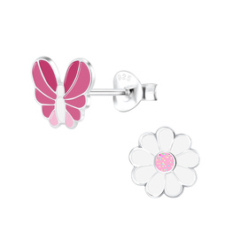 Blumen Kinder Ohrringe 925 Silber