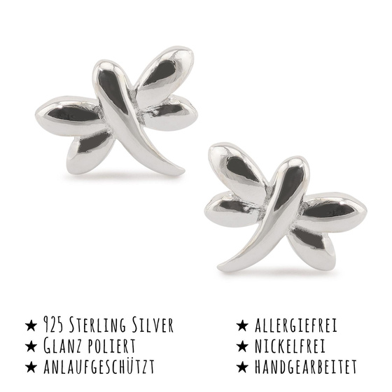 Das Bild mit Beschreibung zeigt Damen Ohrringe Libelle Ohrstecker aus 925 Sterling Silver echt Silber