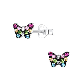 Schmetterling Kristall Kinder Ohrringe 925 Silber
