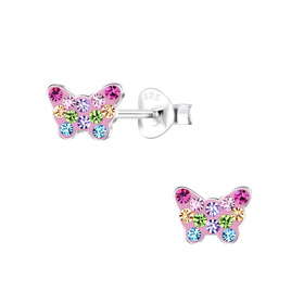 Schmetterling Kristall Kinder Ohrringe 925 Silber