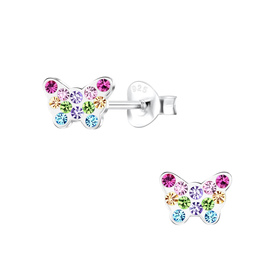 Schmetterling Kristall Kinder Ohrringe 925 Silber
