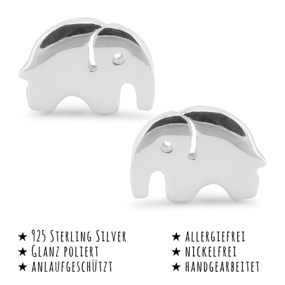 Das Bild mit Beschreibung zeigt Kinder Ohrringe Elefant Ohrstecker aus 925 Sterling Silver echt Silber