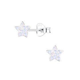 Stern Kristall Kinder Ohrringe 925 Silber