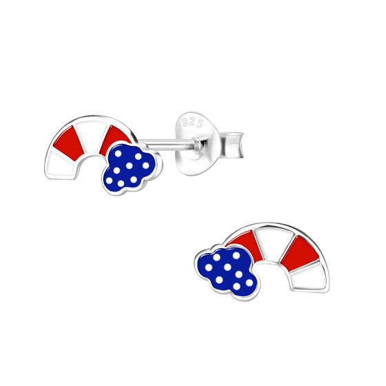 USA Regenbogen Kinder Ohrringe 925 Silber