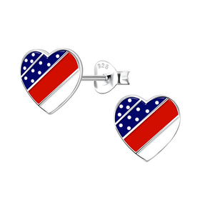 USA Herz Kinder Ohrringe 925 Silber