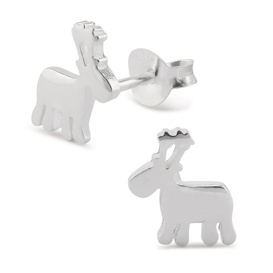 Auf dem Bild zu sehen sind Kinder Ohrringe Elch Rentier Ohrstecker aus 925 Sterling Silver echt Silber