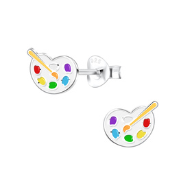 Palette und Pinsel Kinder Ohrringe 925 Silber