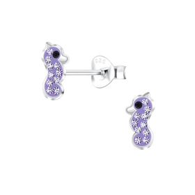 Seepferd Kristall Kinder Ohrringe 925 Silber