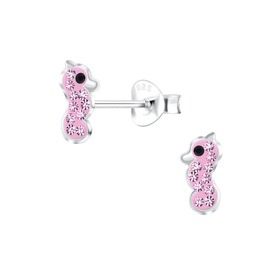 Seepferd Kristall Kinder Ohrringe 925 Silber