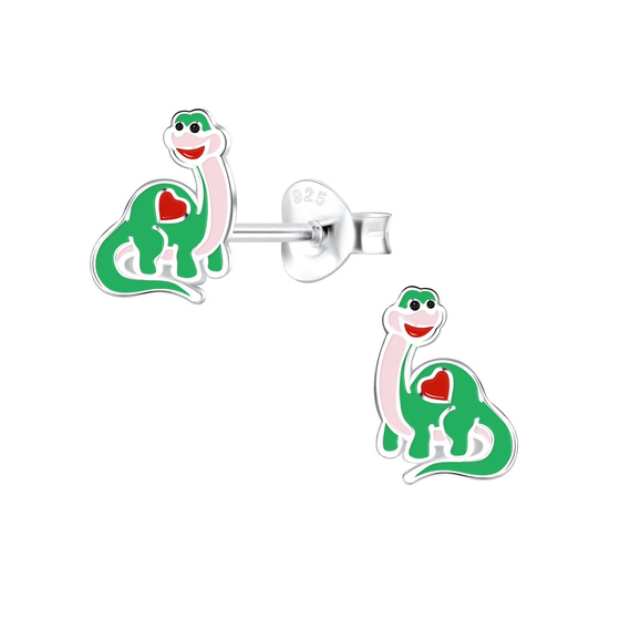 Brachiosaurus-Dinosaurier Kinder Ohrringe 925 Silber