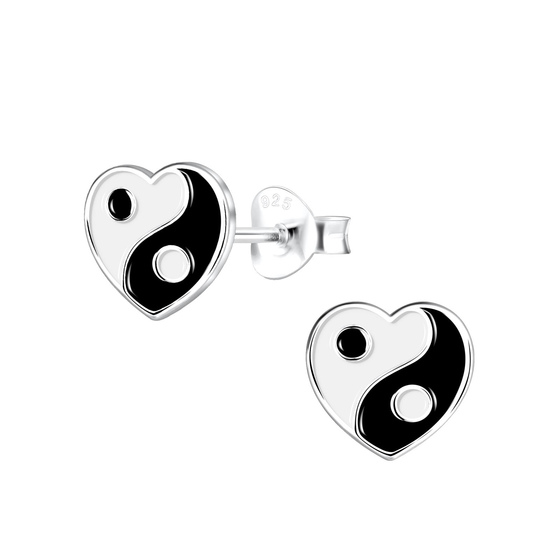 Yin Yang Herz Kinder Ohrringe 925 Silber