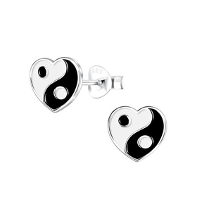 Yin Yang Herz Kinder Ohrringe 925 Silber