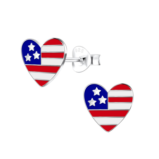 USA Herz Kinder Ohrringe 925 Silber