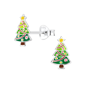 Weihnachtsbaum Kinder Ohrringe 925 Silber