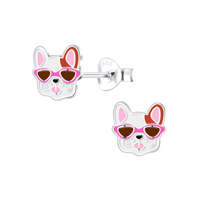 Franz�sische Bulldoggen Kinder Ohrringe 925 Silber